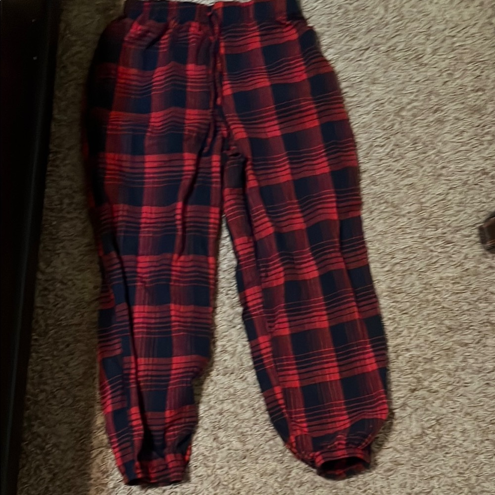 Red and Black Plaid Pajama Pants